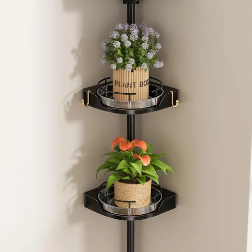 Miniatura 7 de YCIA&DONE Poste de tensión giratorio de 360°, organizador de ducha de esquina de 3 niveles para estante de baño, bañera, estante de ducha ajustable