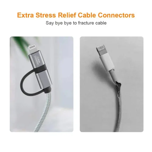 Miniatura 6 de [Certificación Apple MFi] 2-en-1 Lightning Cable de carga a USB con sincronización de datos, Lightning Micro USB 2-en-1 para iPhone 6 6S 6Plus iPad