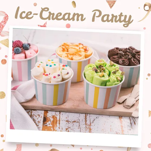 Miniatura 2 de MATICAN Tazas de papel para helado, 100 unidades de 9 onzas, cuencos desechables de postre para alimentos fríos o calientes, suministros de fiesta