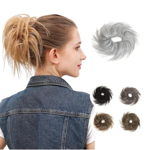 Miniatura 7 de JuvaBun Pieza de pelo rubia despeinada para mujer – Pieza de cabello rubio desordenado para moño, añade volumen instantáneo, rápido updo, lavable