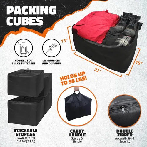 Miniatura 4 de Mockins Soporte de enganche de carga plegable de 48 x 18 x 6 pulgadas y bolsa de carga impermeable de 15 pies cúbicos para cama de camioneta con 4