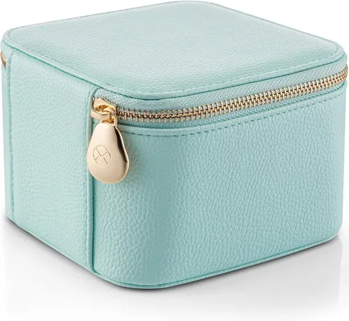 Miniatura 6 de Vlando Joyero de viaje, estuche de viaje para joyería con 6 bolsillos de terciopelo con cremallera, organizador de joyas de viaje para anillos