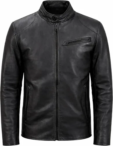 Rauly Genuine Leather Jacket Men Biker Style Zip Up Real Lambskin Motorcycle Jacket Men