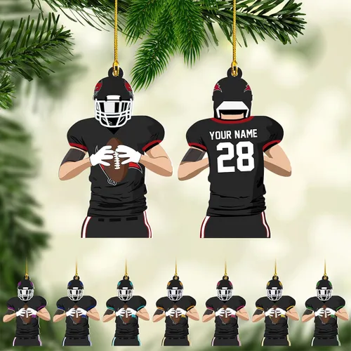 Miniatura 21 de Adornos de fútbol personalizados, hombreras y casco, adorno de Navidad, regalo de jugador estadounidense, regalo para niños y niñas, decoración