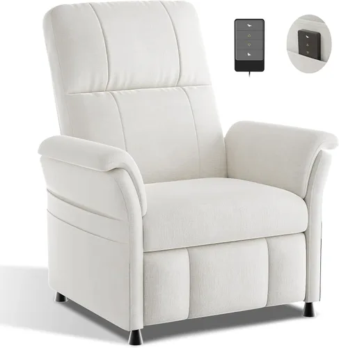 AMADA HOMEFURNISHING Silla reclinable eléctrica para adultos, silla reclinable de felpilla moderna ajustable con bolsillos laterales, control