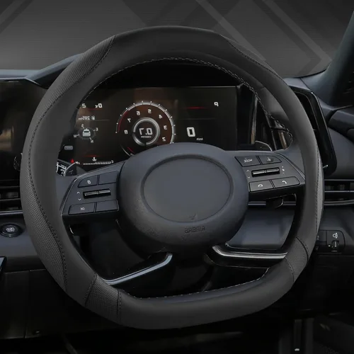 Funda para volante West Llama de fondo plano para Hyundai, funda para volante en forma de D para Tucson, Sonata, Elantra, Santa Fe, Genesis, Sonata