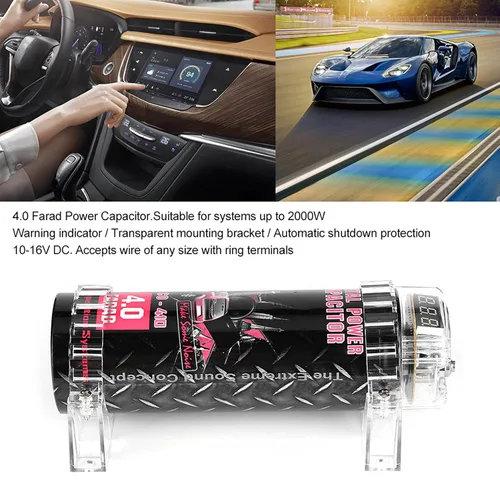 Miniatura 3 de Tapa de audio para automóvil, 4 condensadores de potencia, amplificador de audio para automóvil, pantalla de voltaje, tapa de alimentación