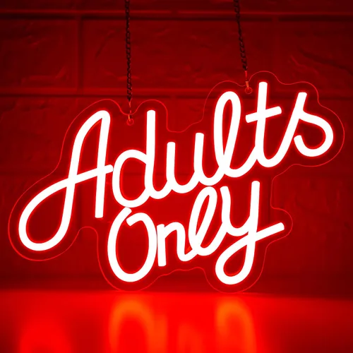 Señal de Neón Solo para Adultos para Decoración de Pared, Letrero Luminoso de Texto Rojo, Letreros de Negocio, Señales de Neón para Decoración de