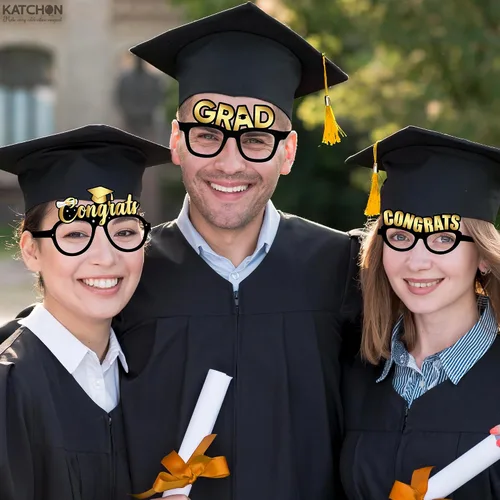 Miniatura 6 de KatchOn Gafas de graduación 2025 negras y doradas – Juego de 20 Accesorios para cabina de fotos Decoraciones de clase de 2025 Recuerdos