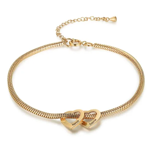Miniatura 6 de Pulsera personalizada para mamá – Pulsera personalizada con dije de corazón con 1 – 20 nombres grabados – Pulsera ajustable para mujer – Regalo