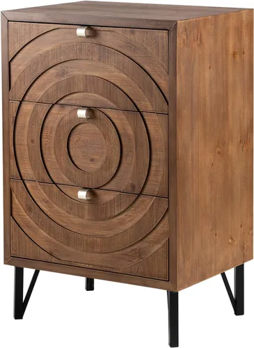 Miniatura 8 de COSIEST Mesita de noche, mesa auxiliar rústica con 3 cajones, mesa de noche de madera vintage con patas robustas, mesa auxiliar moderna
