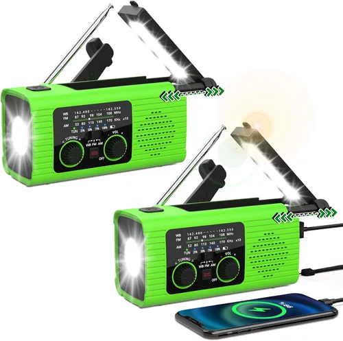 Miniatura 14 de Nitigo - Radio de emergencia de 4,000 mAh con manivela solar AM/FM/NOAA, portátil, con cargador de teléfono, linterna LED, lámpara de lectura
