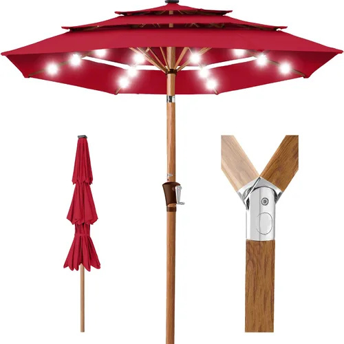 Miniatura 45 de Best Choice Products - Sombrilla solar de 10 pies de 3 niveles para patio, sombrilla de sol para exteriores, mercado, patio trasero, terraza, junto