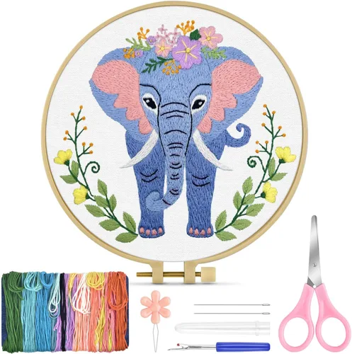 Miniatura 16 de TINDTOP Kit de Bordado para Principiantes Adultos, Kit de Bordado de Pájaros para Principiantes, Incluye Tela de Bordado Aros Hilos para Amantes