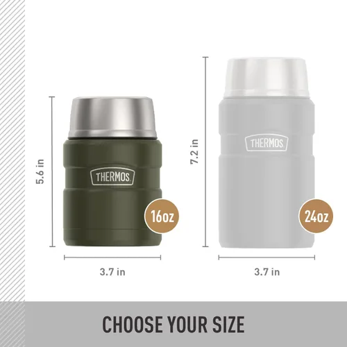 Miniatura 6 de THERMOS Stainless King Vacuum-Insulated Food Jar with Spoon, 16 Ounce, Matte Army Green