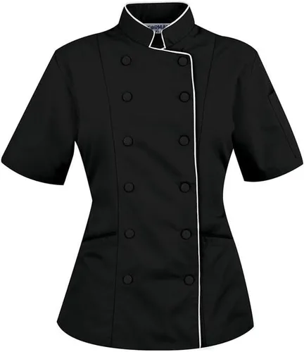 Chef's Apparels - Chef's Apparels de manga corta para mujer (talla L (para busto 38-39), color negro)