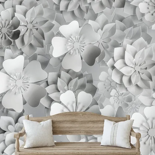 Miniatura 20 de NWT Calcomanía removible de pared/mural blanco pastel azul margarita, naturaleza, desierto, arte digital, arte moderno, decorativo, floral
