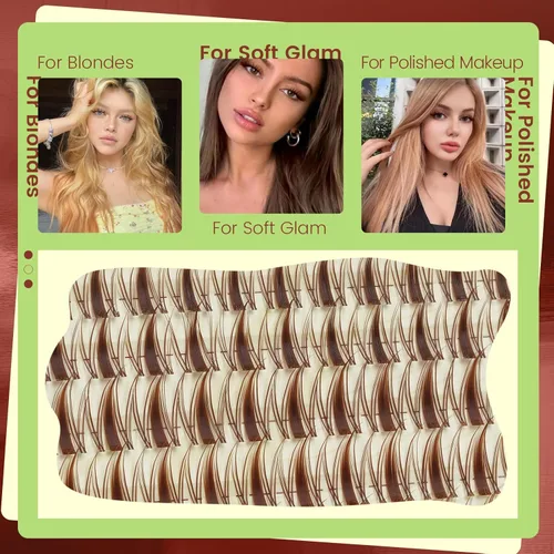 Miniatura 7 de KEYYOU Brown Fairy - Kit de racimos de pestañas – Spiky Anime C Curl Manga 0.315-0.630 in, kit de extensión de pestañas incluye pestañas negras