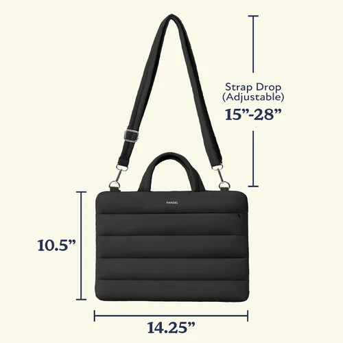 Miniatura 7 de Vandel Funda de transporte para laptop de 13 a 14 pulgadas con correa, bolsa de hombro con asa, bolsa de computadora portátil de 14 pulgadas