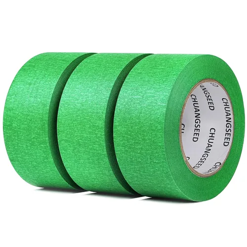 CHUANGSEED Paquete de 3 cintas adhesivas verdes para pintores de 1.88 pulgadas x 60 yardas, cinta adhesiva verde a granel, tecnología de línea de