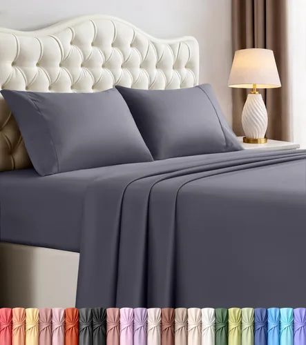 Miniatura 47 de Juego de sábanas King de Utopia Bedding – 4 piezas de sábanas para cama tamaño King, microfibra suave y transpirable, incluye 1 sábana bajera, 1
