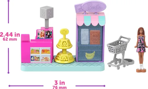 Miniatura 2 de Barbie Mini Land DreamHouse y 3 juegos con 4 muñecas de 1.5 pulgadas, muebles y accesorios para casa de muñecas, incluye boutique de mascotas