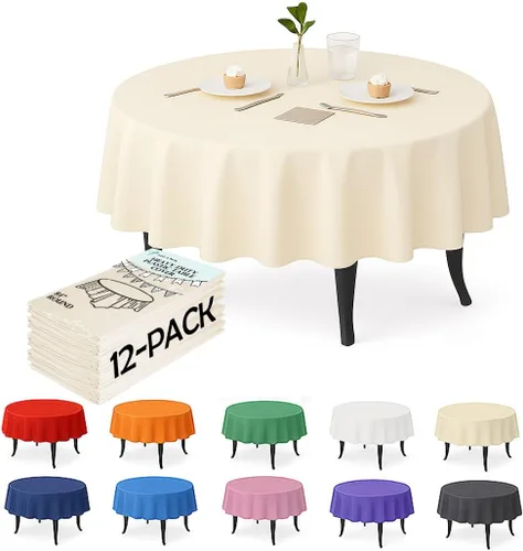 Miniatura 12 de Paquete de 12 manteles de plástico negro – Cubiertas de mesa desechables de 54 x 108 pulgadas para mesas rectangulares, resistentes y resistentes al