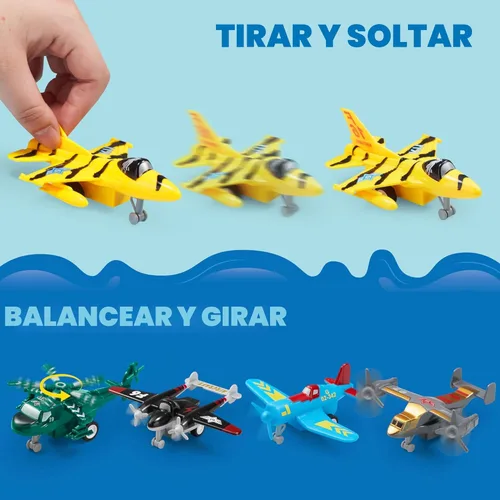 Miniatura 6 de JOYIN 16 piezas de juguetes de avión para niños, helicóptero de avión, aviones incluidos, cazas, bombarderos, regalos para niños pequeños a partir