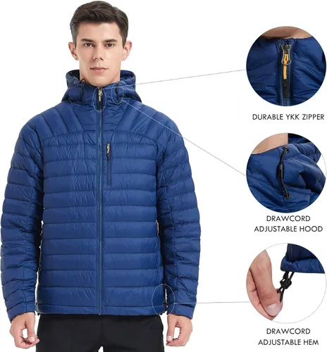 Miniatura 5 de Chaqueta de plumón para hombre, plegable, ligera, resistente al agua, con capucha
