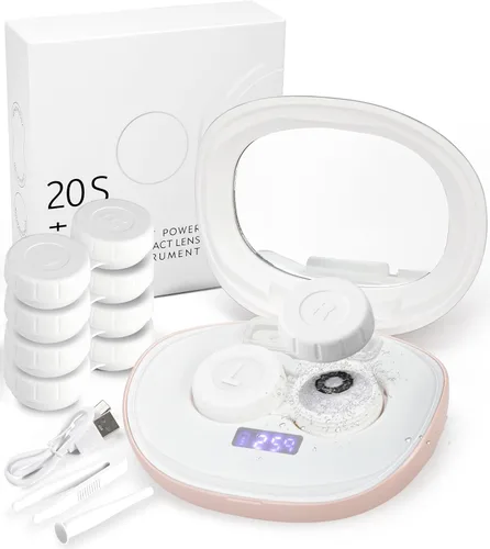 Miniatura 9 de ofone Limpiador de lentes de contacto, máquina ultrasónica de limpieza de lentes de contacto con cargador USB, pantalla de temporizador y kit de 5