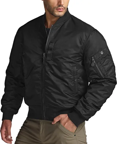 Miniatura 15 de CQR Chaqueta bomber casual para hombre, cortavientos con cremallera para exteriores de otoño/invierno, chaqueta de vuelo MA-1 acolchada resistente