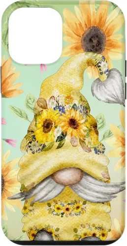 Miniatura 16 de iPhone 14 Pro Max Gnomo de girasol para jardín mamá hippies lindo patrón de verano caso