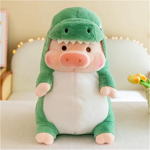 Miniatura 7 de Juguete de Peluche de Cerdo Vestido como Tiburón Dinosaurio Almohada de Felpa Linda para Niños y Niñas (Azul, 15.6 pulgadas)