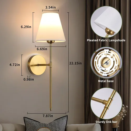 Miniatura 5 de Juego de 2 apliques de pared con pilas, 15 colores inalámbricos con control remoto regulable que dura de 18 a 50 horas, lámpara de pared recargable