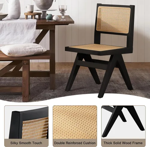 Miniatura 3 de Comfy to go Sillas de Comedor Modernas Negras Juego de 4 Sillas de Cocina Sin Brazos