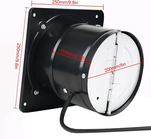 Miniatura 7 de Ventilador de escape con enchufe, extractor de 8 pulgadas 735CFM a través de la pared con motor de cobre puro ligero, ventilador de ventilación