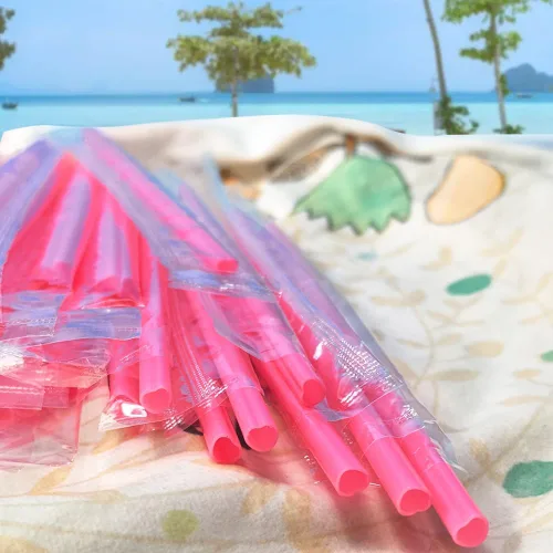 Miniatura 5 de 100 pajitas de corazón desechables de 8.26 pulgadas, pajitas de plástico rosa para fiestas
