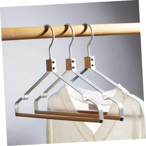 Miniatura 3 de Alipis Perchas de metal de madera, ganchos resistentes para el hogar, diseño ranurado, moderno, perchero, 360, giratorio, elegante
