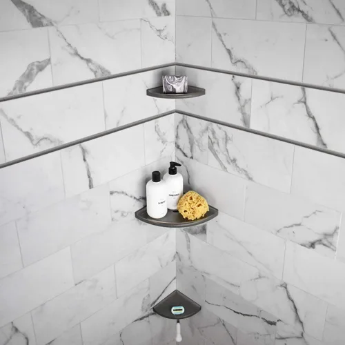 Miniatura 8 de Questech Estante de ducha esquinero decorativo, para una nueva construcción, estante de esquina de ducha para paredes de azulejos, organizador