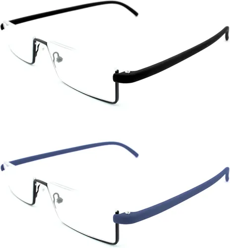 Miniatura 3 de Lentes de lectura de medio marco con estuche portátil, lentes de lectura delgados y ligeros para mujeres y hombres (2 pares 3.5)