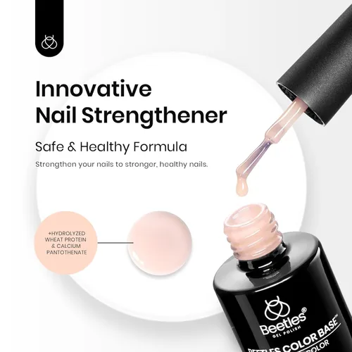Miniatura 2 de Beetles Esmalte de uñas en gel de base de color, 1 unidad de 15 ml, base de goma neutral, de formación, tono nude, base de gel de uñas de jade