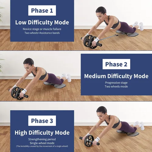 Miniatura 5 de Ally Peaks Rueda de rodillo abdominal con resistencia ajustable, abdominales de rebote automático y equipo de entrenamiento de núcleo