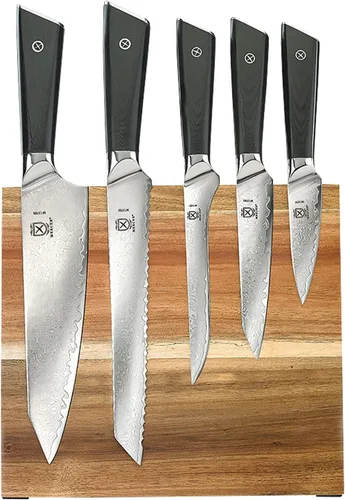 Miniatura 14 de Mercer Culinary Juego de cuchillos de 6 piezas de acero de alta calidad con soporte de bloque de vidrio/madera, asas G10