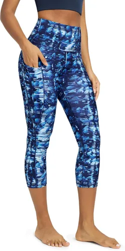 Miniatura 136 de ODODOS - Leggings capri de cintura alta para mujer con bolsillos, control de abdomen, no se transparentan, para entrenamiento atlético, running