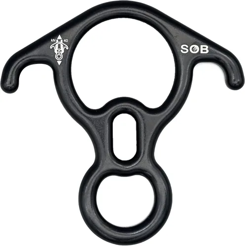 SOB 40KN Rescate Figura 8 Descender Belay Rappel Equipo Belay Escalada Placa de aparejo 7075 Aleación de aluminio para escalada Belaying Rappel Negro