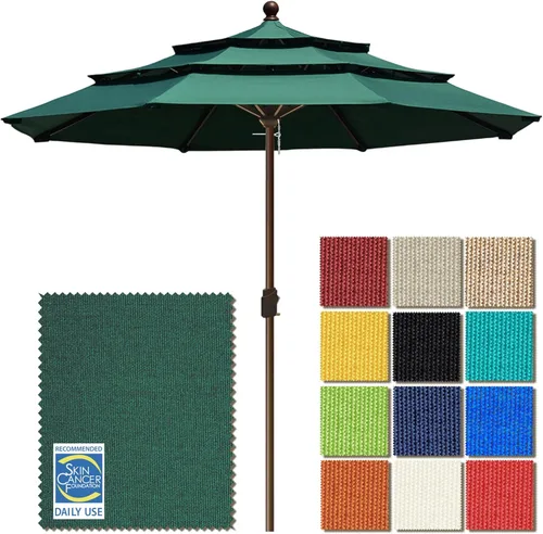 Miniatura 60 de EliteShade USA Sombrilla de Mercado de 10 Años Sin Decoloración de 9 Pies 3 Niveles Sombrilla de Patio Sombrilla de Mesa para Exteriores con Beige