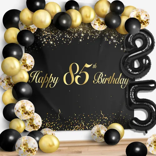 Miniatura 42 de Juego de globos negros de feliz cumpleaños 70 – Decoración de guirnalda temática de fiesta con texto en inglés "Cheers to 70 Years Old Party Theme