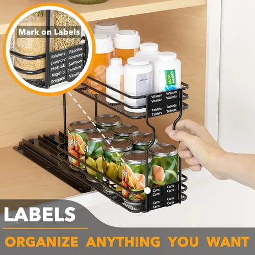 Miniatura 6 de SpaceAid estante organizador de especias para gabinete, organizador de condimentos deslizante y resistente para armarios de cocina, con 415