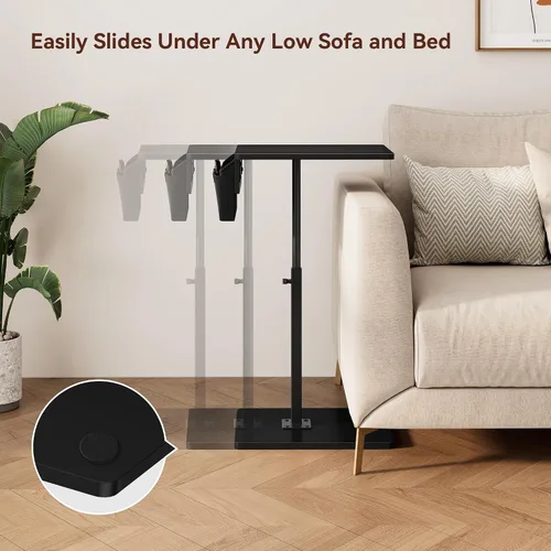Miniatura 8 de Vagusicc - Mesa con bandeja para apoyabrazos de sofá, mesa giratoria de 360° con altura ajustable para TV, mesa auxiliar para espacios pequeños