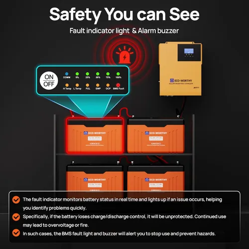 Miniatura 7 de ECO-WORTHY 12V 300Ah Batería de litio LiFePO4 Bluetooth con LEDs SOC, protección contra bajas temperaturas, 3840Wh, BMS de 200A hasta 15000 ciclos